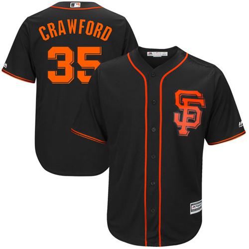 Giants #35 Brandon Crawford Black New Cool Base Alternate Stitched MLB Jersey - Click Image to Close
